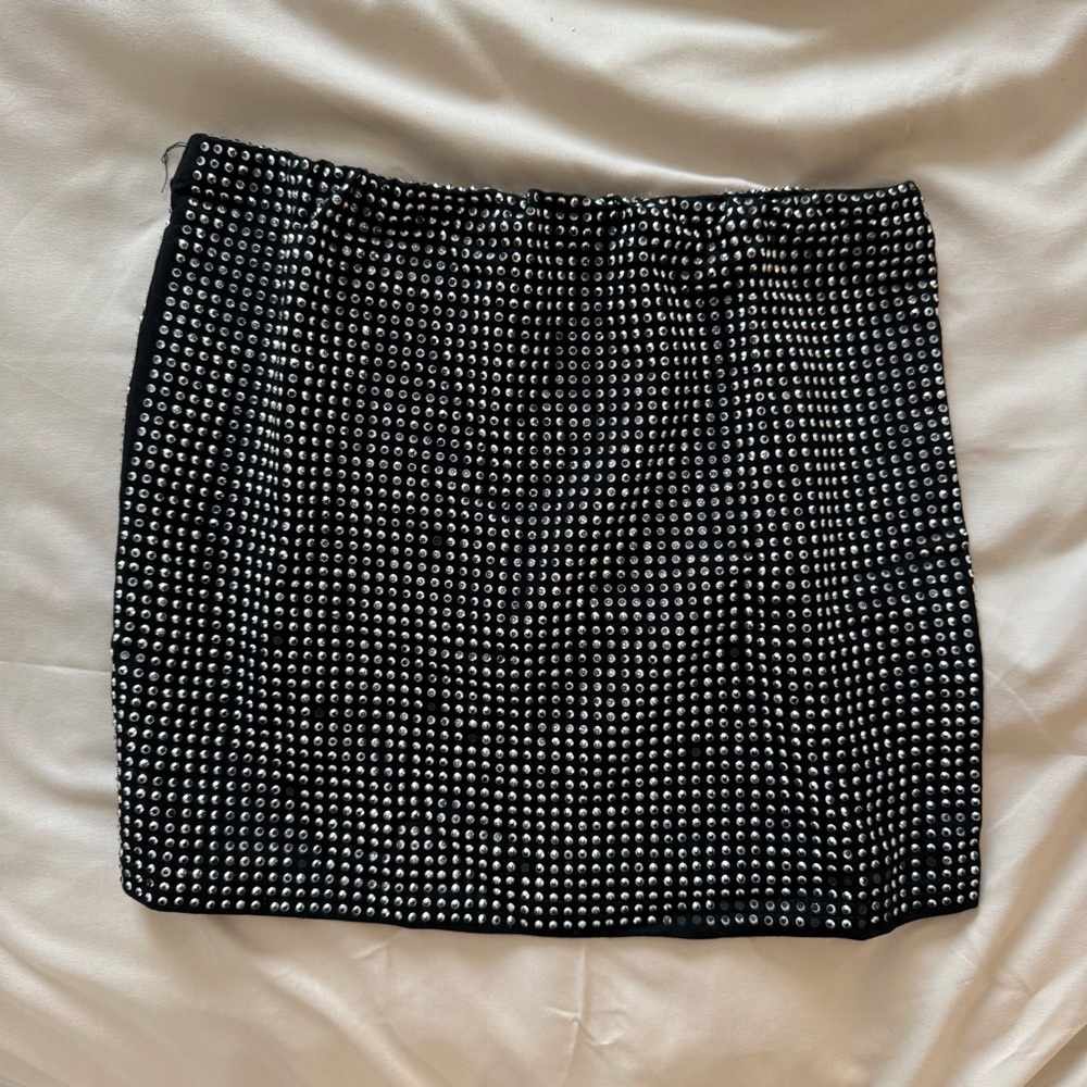 Edikted Black and Silver Studded Mini Skirt